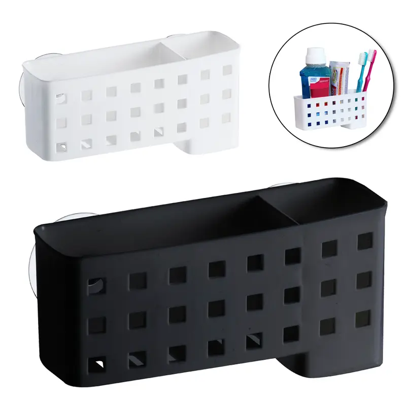 PORTA ESCOVA DENTAL DE PAREDE DE PLASTICO QUADRATTA COM VENTOSA 17,5X5CM