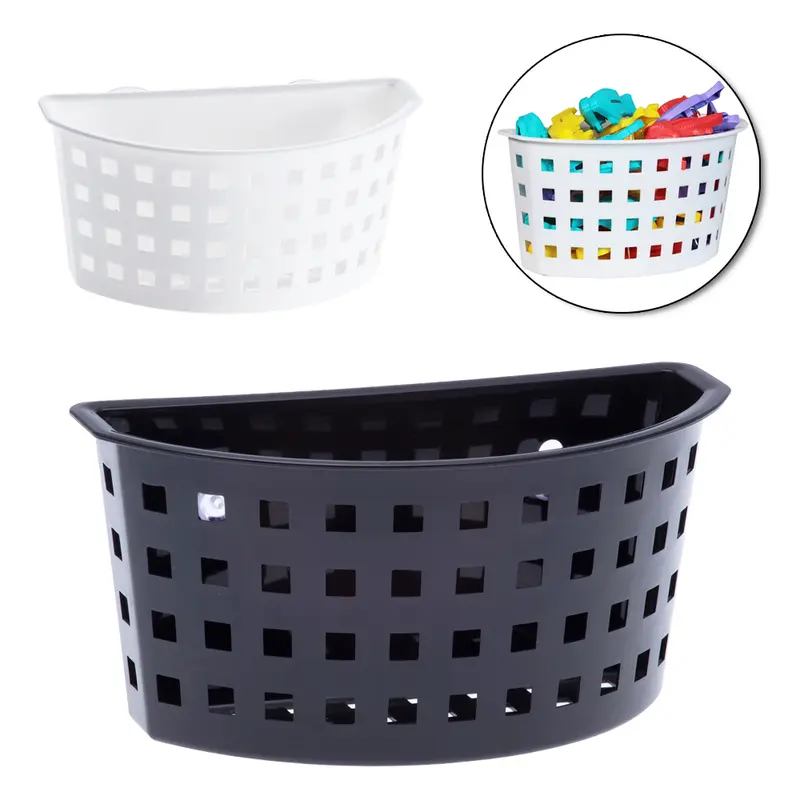 CESTO ORGANIZADOR DE PLASTICO MEIA LUA COM VENTOSA QUADRATTA COLORS 21X10CM