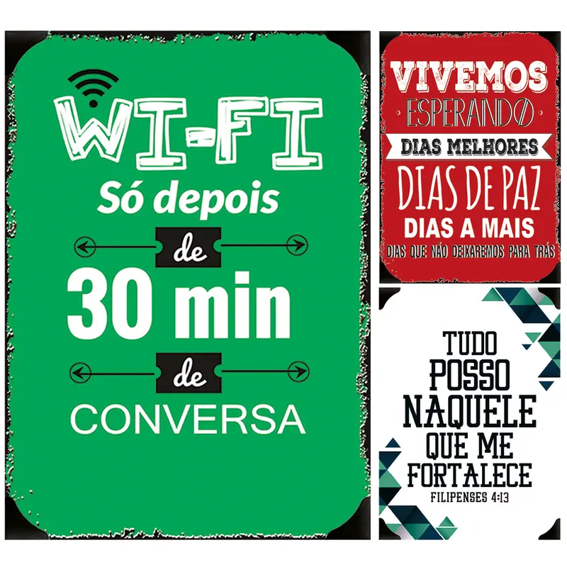 QUADRO DECORATIVO 20X30CM PLACA DE METAL ADESIVADO FRASES