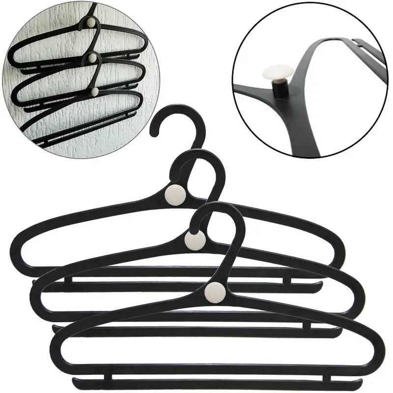 CABIDE ROUPA CASCATA DE PLASTICO PRETO COM 3 PECAS 41X23CM 4MM