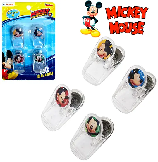 IMA PRENDEDOR MAGNETICO MULTIUSO MICKEY COM 4 PECAS NA CARTELA