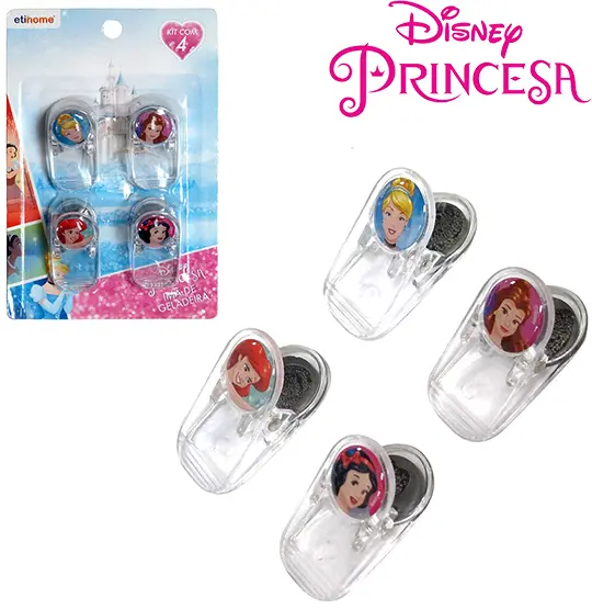 IMA PRENDEDOR MAGNETICO MULTIUSO PRINCESAS COM 4 PECAS NA CARTELA
