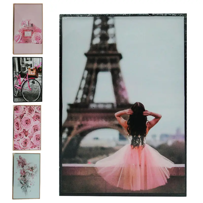 QUADRO DECORATIVO 19X29CM COM MOLDURA DE PLASTICO ESTAMPAS SORTIDAS