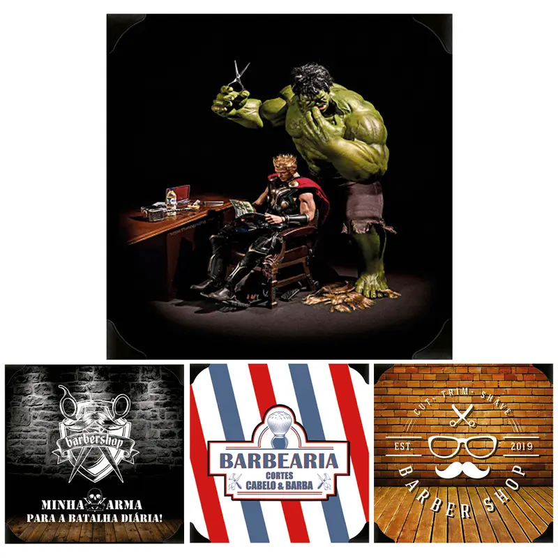 QUADRO DECORATIVO 20X20CM PLACA DE METAL ADESIVADO BARBERSHOP