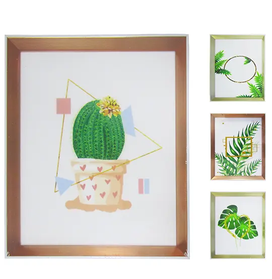 QUADRO DECORATIVO 21X26CM COM MOLDURA PLASTICO METALIZADO FOLHAGEM