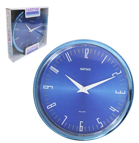 RELOGIO DE PAREDE REDONDO METALIZADO AZUL JUBILEE 23CM DE Ø