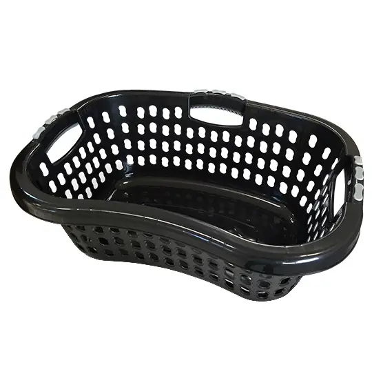 CESTO VAZADO DE PLASTICO RETANGULAR PARA ROUPA PRETO 32L 59X43X23CM