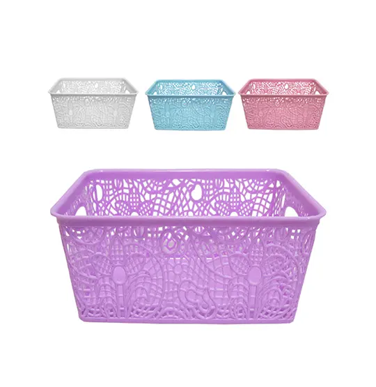 CESTO ORGANIZADOR DE PLASTICO RETANGULAR VAZADO COLORS 18X12,5X8,5CM