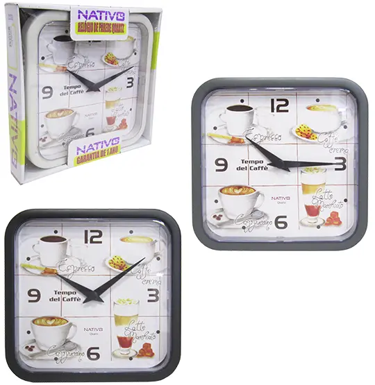 RELOGIO DE PAREDE QUADRADO CAFE COLORS 22CM