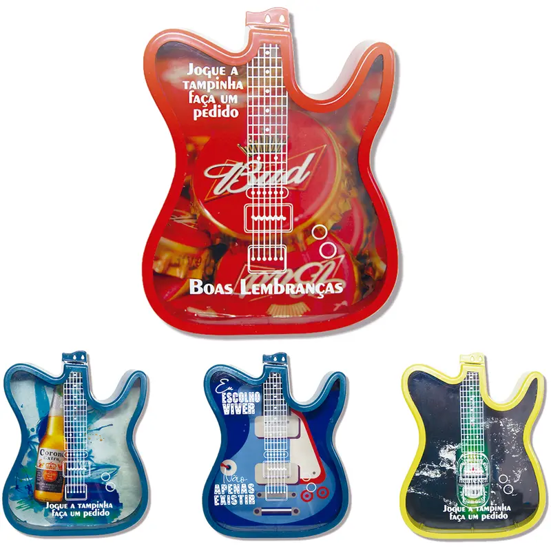 QUADRO PORTA ROLHA / TAMPINHA DE PLASTICO GUITARRA VENEZA COLORS 37,5X30CM