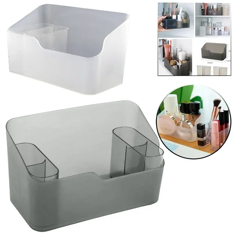 ORGANIZADOR DE PLASTICO RETANGULAR COM 2 DIVISORIAS MOVEIS MULTIUSO 17X10X8,5CM