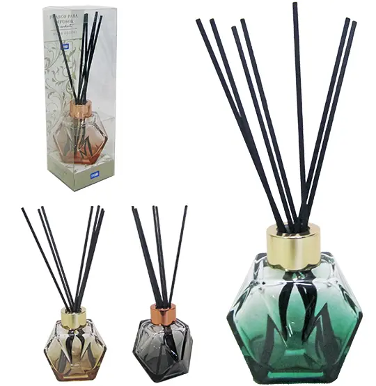 DIFUSOR DE AROMAS PARA AMBIENTES VASO DE VIDRO LISO COLORS 8X8CM 120ML