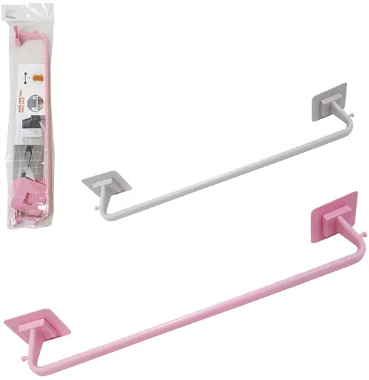 SUPORTE PORTA TOALHA DE PAREDE DE PLASTICO COM AUTOADESIVO COLORS 48X8CM