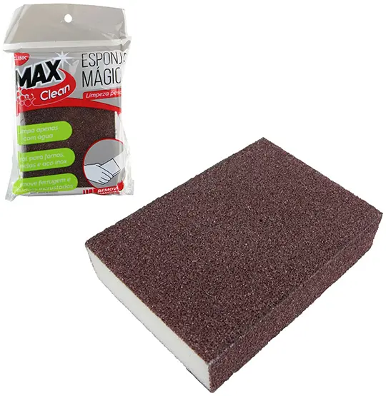 ESPONJA / BUCHA MAGICA DE ESPUMA PARA LIMPEZA PESADA MAX CLEAN 10X7X2CM