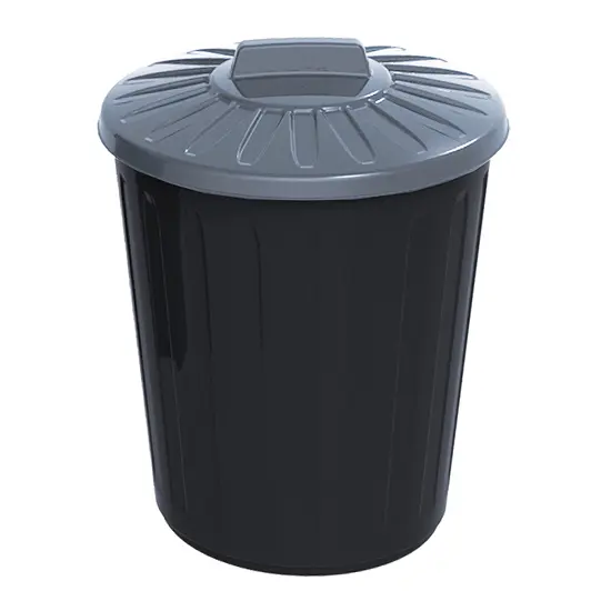 LIXEIRA CESTO DE PLASTICO REDONDO PRETO COM TAMPA E ALCA 14L 33X29CM DE Ø