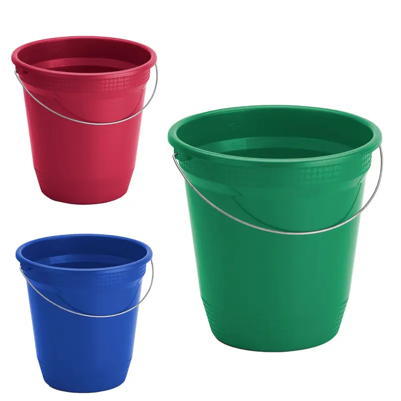 BALDE GRADUADO DE PLASTICO REDONDO COM ALCA DE METAL 8L 25X26CM DE Ø