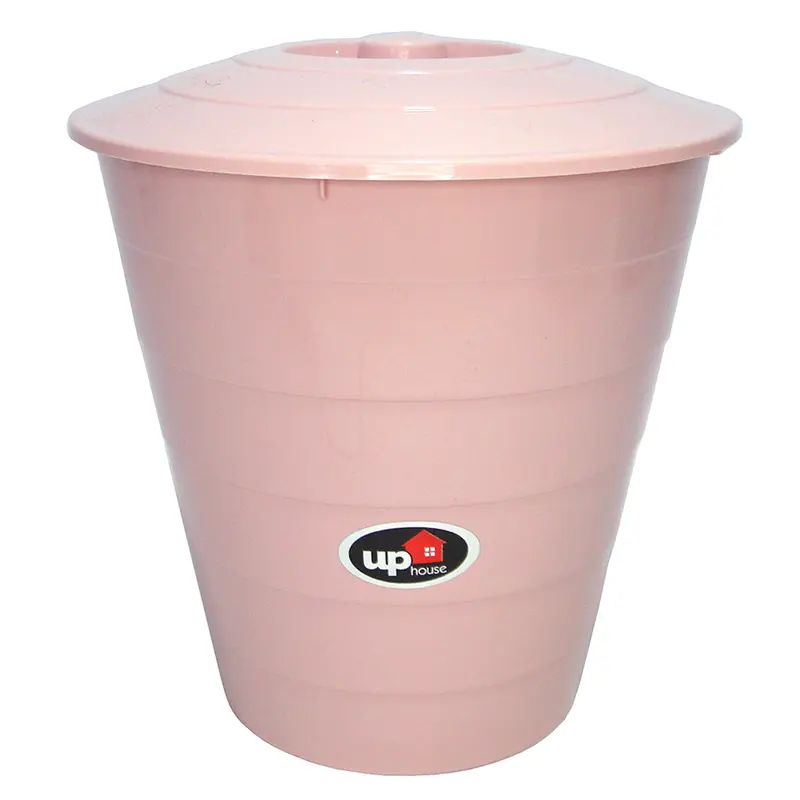 LIXEIRA DE PIA DE PLASTICO REDONDA COM TAMPA ROSA 6L