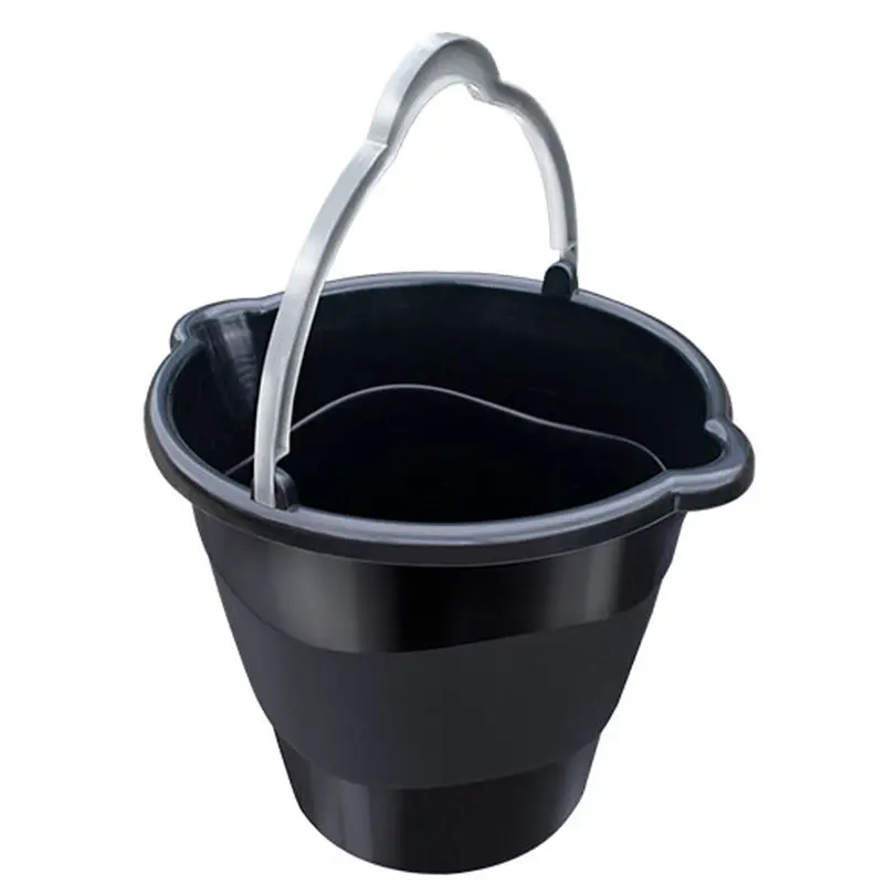 BALDE DE PLASTICO REDONDO PRETO COM 2 BICOS E ALCA 10L 26,5X28,5CM DE Ø
