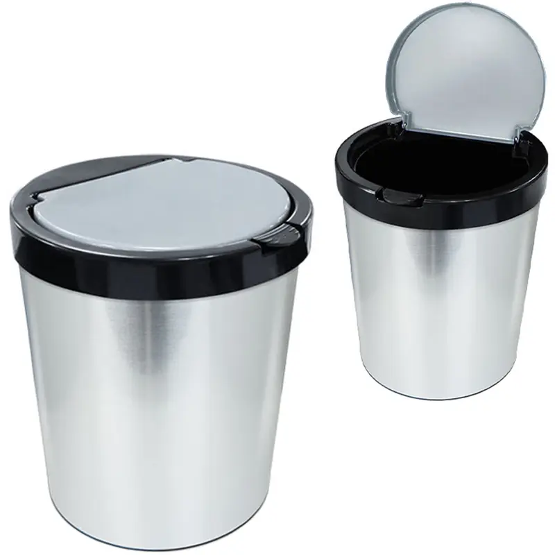 LIXEIRA DE PLASTICO REDONDA PRATA COM TAMPA CLICK 10L