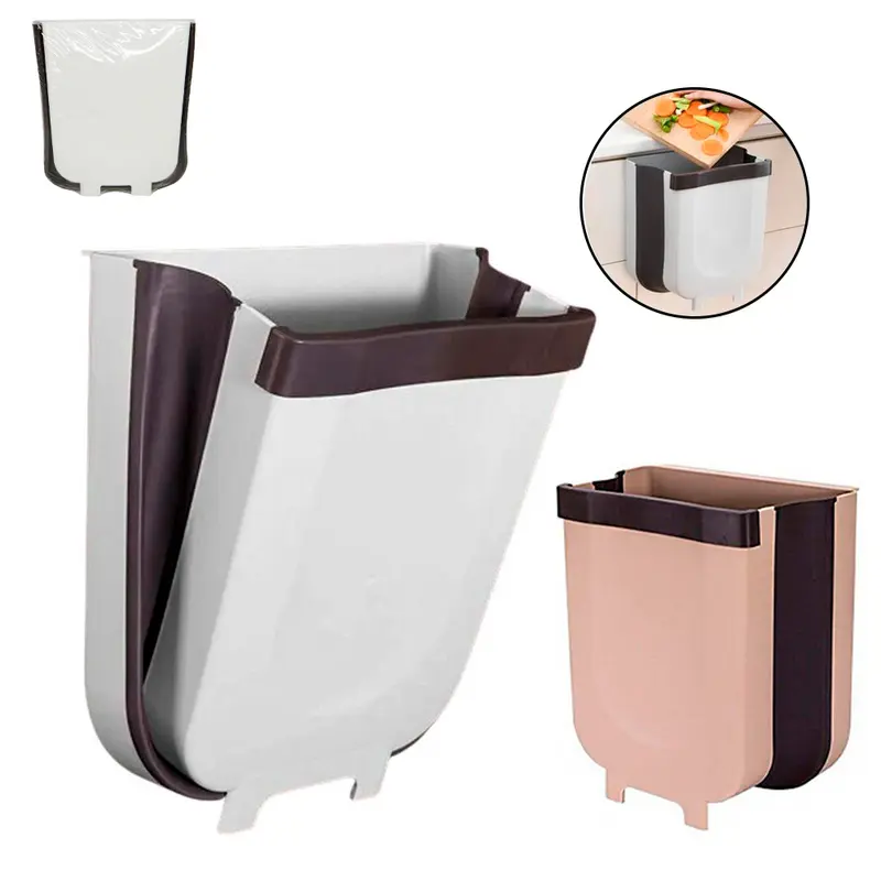 LIXEIRA DE PLASTICO RETANGULAR DOBRAVEL / EXTENSIVEL COM SUPORTE PARA PENDURAR 29X25CM