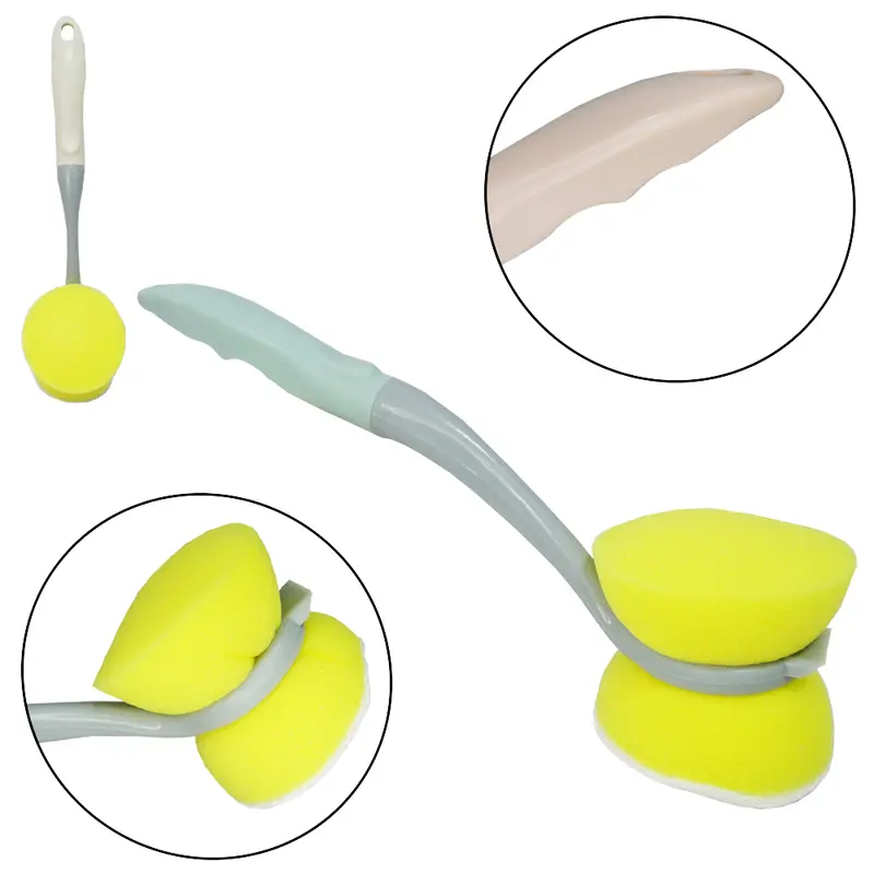 ESPONJA / BUCHA DUPLA MULTIUSO LIMPEZA COM RASPADOR + CABO PLASTICO MASTER CLEAN 29X7X7CM DE Ø