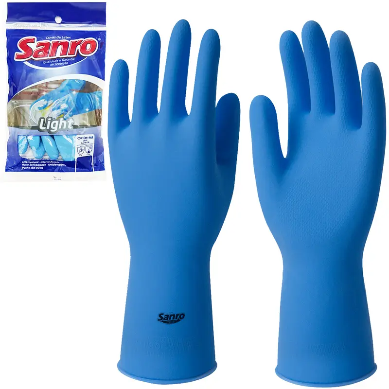 LUVA DE LATEX AZUL SANRO LIGHT MULTIUSO GRANDE