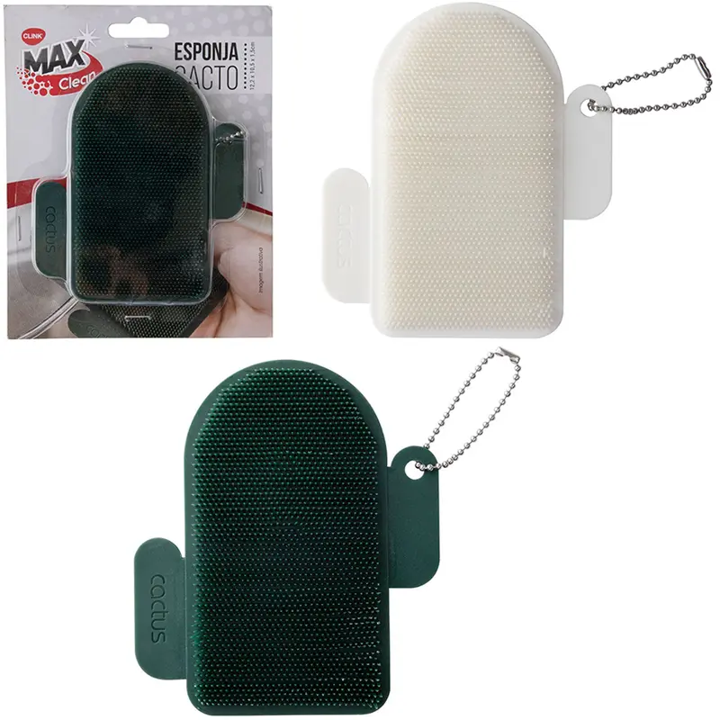 ESPONJA DE SILICONE CACTO MULTIUSO MAX CLEAN COLORS 12,2X10,5X1,5CM NA CARTELA