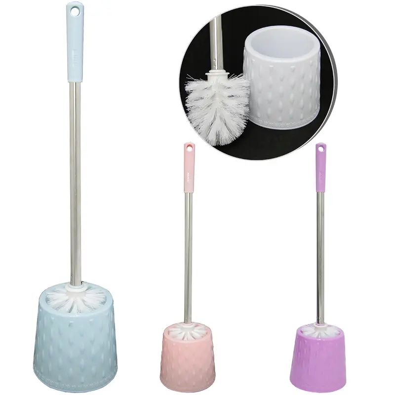 ESCOVA SANITARIA COM SUPORTE DE PLASTICO REDONDO COLORS CABO INOX 46X12CM DE Ø