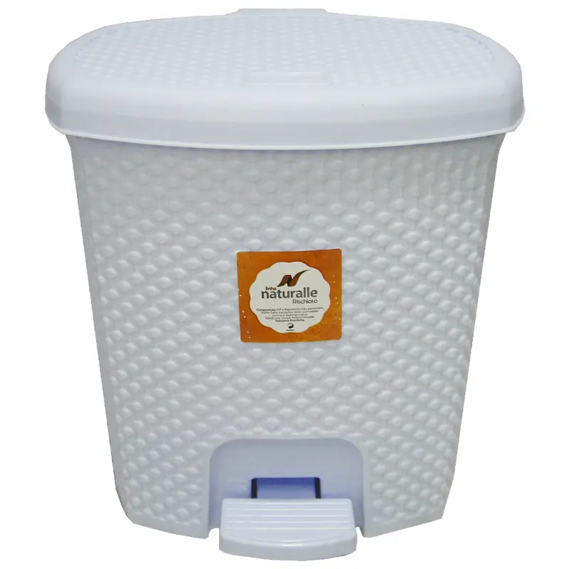 LIXEIRA COM PEDAL DE PLASTICO OVAL BRANCA NATURALLE 7,5L