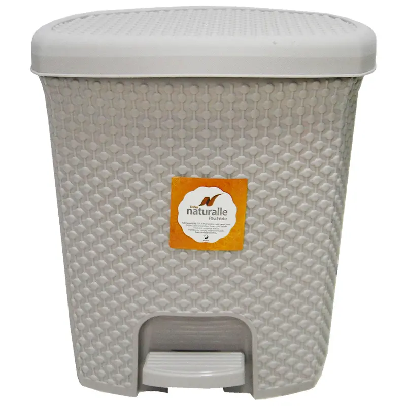 LIXEIRA COM PEDAL DE PLASTICO OVAL AREIA NATURALLE 7,5L