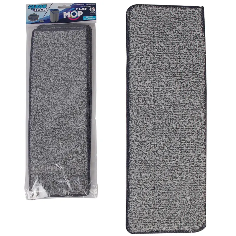 REFIL DE MICROFIBRA PARA ESFREGAO MOP FLAT 360º DE 5L CLEAN TECH COM 2 PECAS 32X11CM