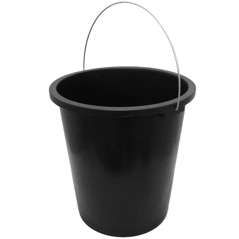 BALDE DE PLASTICO REDONDO PRETO COM ALCA DE METAL 30L 39X37CM DE Ø