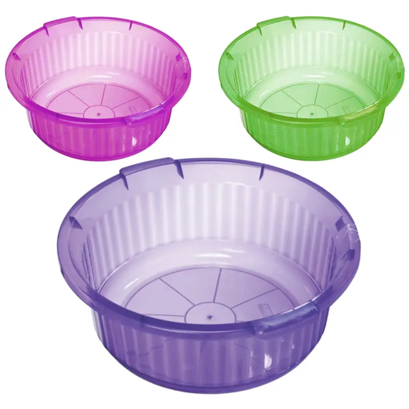BACIA DE PLASTICO REDONDA CANELADA TRANSCOLOR COM ALCA 18L 17X47,5CM DE Ø