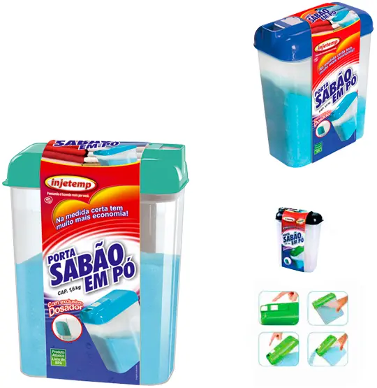 PORTA SABAO EM PO DE PLASTICO COM TAMPA COLORS 1,6KG 22X9CM