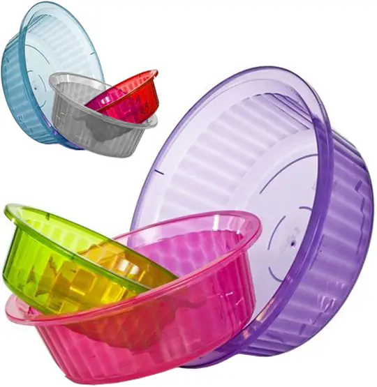 BACIA DE PLASTICO REDONDA CANELADA TRANSCOLOR COM 3 PECAS PMG 1,28/2,5/5L
