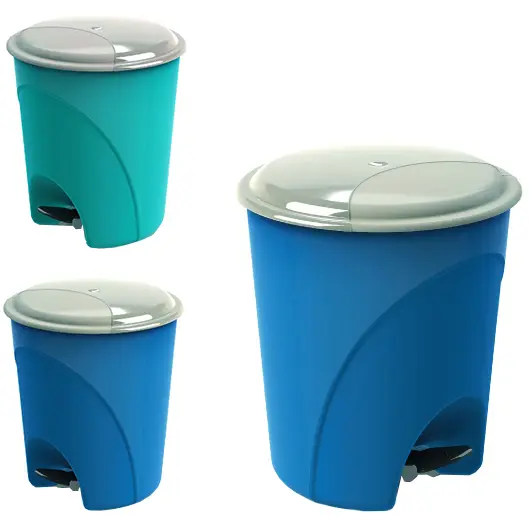 LIXEIRA COM PEDAL DE PLASTICO REDONDA COM TAMPA COLORS 12L