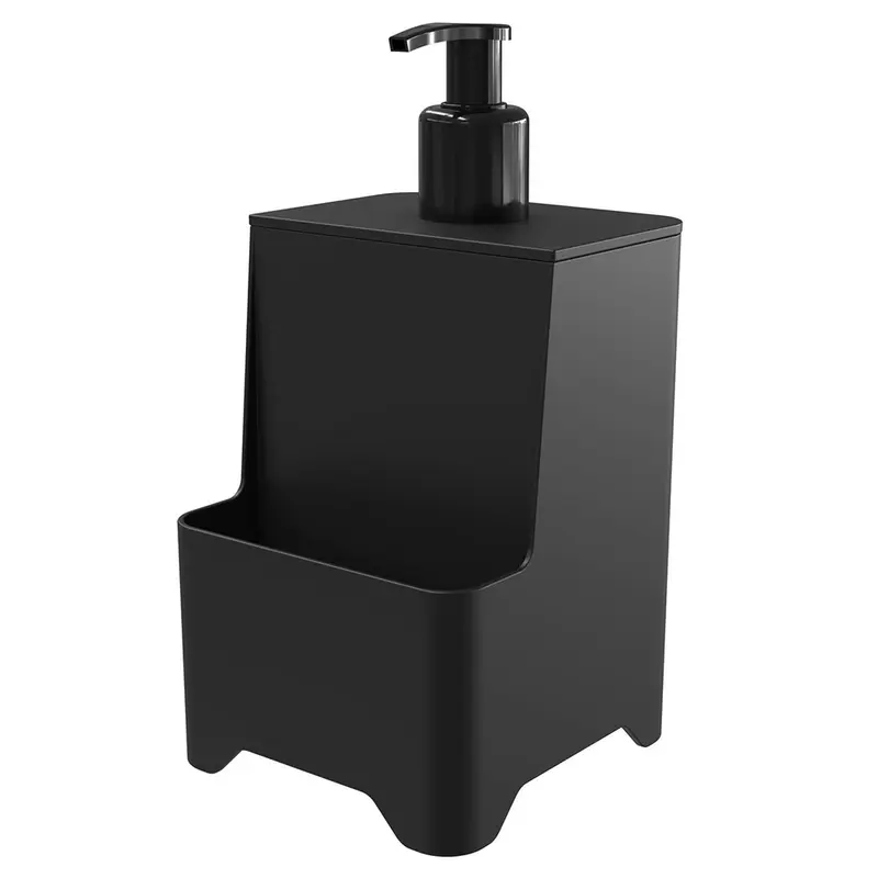 DISPENSER PORTA DETERGENTE / ESPONJA DE PLASTICO SMILE PRETO 650ML 18,5X10X10CM