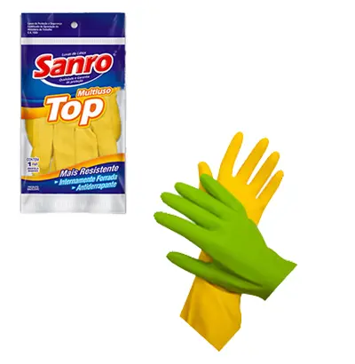 LUVA DE LATEX SANRO TOP FORRADA MULTIUSO PEQUENA