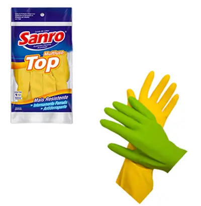 LUVA DE LATEX SANRO TOP FORRADA MULTIUSO MEDIA