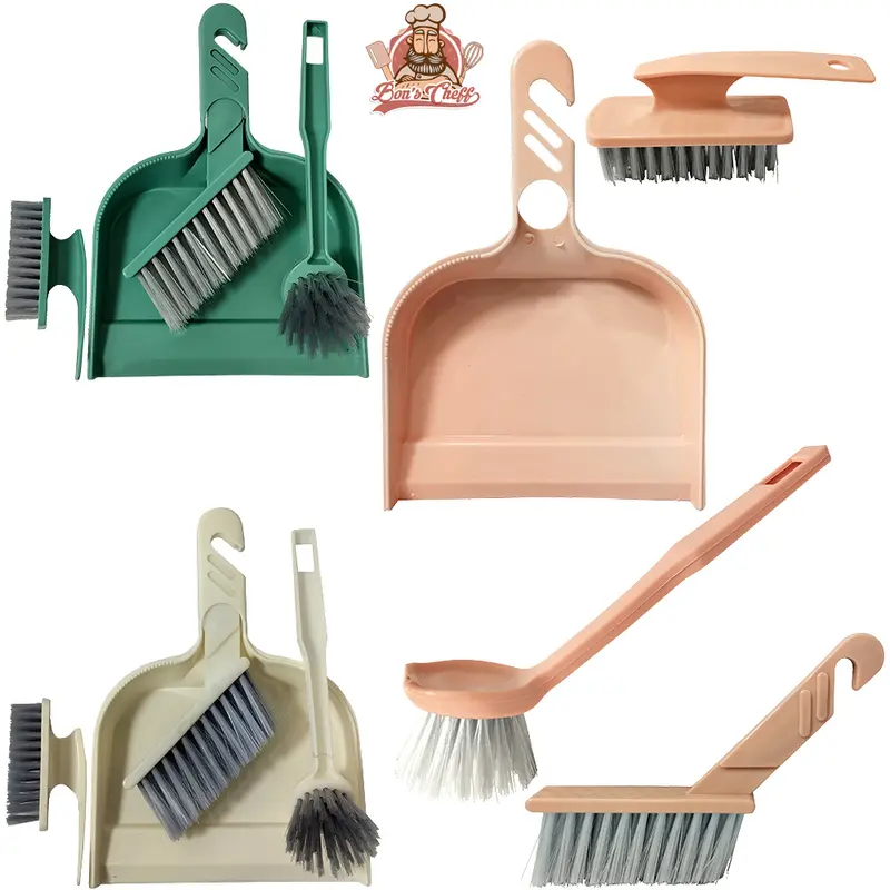 KIT LIMPEZA DE PLASTICO COM PA + 3 ESCOVAS MULTIUSO 4 PECAS BONS CHEFF