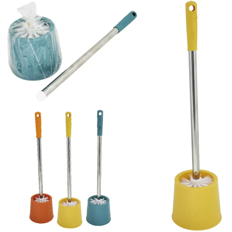 ESCOVA SANITARIA COM SUPORTE DE PLASTICO REDONDO CABO DE INOX 46X10,5CM DE Ø