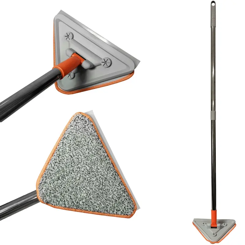 ESFREGAO MOP TRIANGULAR 360º COM 1 REFIL + CABO INOX 115CM