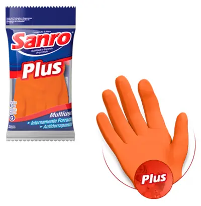 LUVA DE LATEX SANRO PLUS MULTIUSO MEDIA