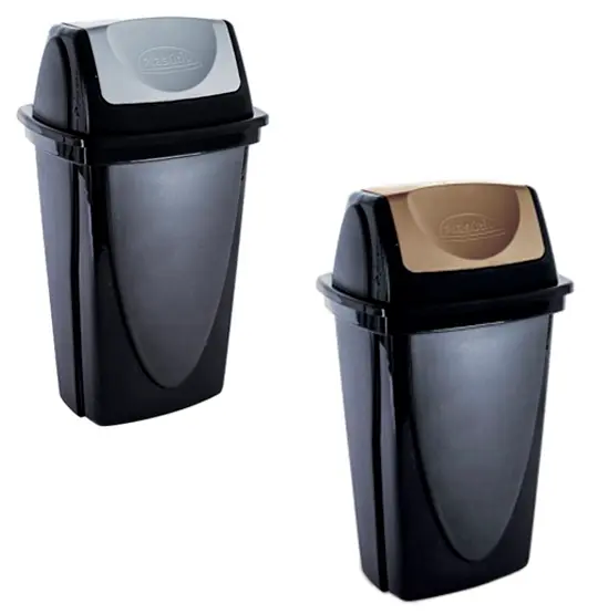LIXEIRA DE PLASTICO RETANGULAR ECOBLACK COM TAMPA BASCULANTE COLORS 9L