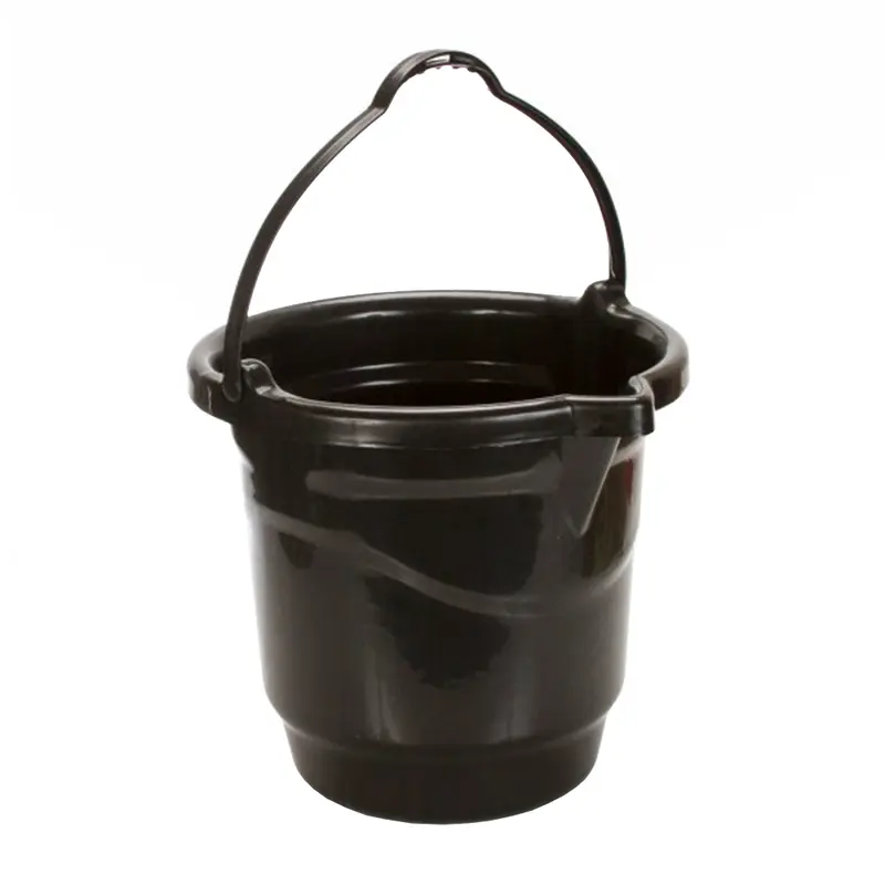 BALDE GRADUADO DE PLASTICO REDONDO PRETO COM BICO E ALCA 13,5L 31X32CM DE Ø