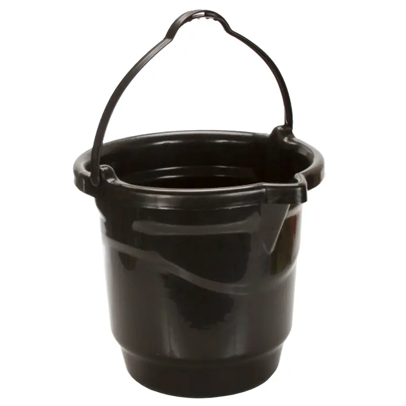 BALDE GRADUADO DE PLASTICO REDONDO PRETO COM BICO E ALCA 18L 34,5X35,5CM DE Ø