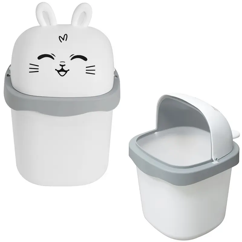 LIXEIRA DE MESA DE PLASTICO QUADRADA COM TAMPA COELHO 1,5L 22X14,5CM