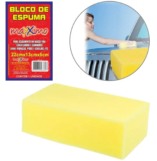 BLOCO DE ESPUMA / ESPONJA MULTIUSO AMARELO 22X13X6CM