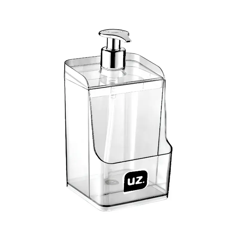 DISPENSER PORTA DETERGENTE / ESPONJA DE ACRILICO SLIM TRANSPARENTE 500ML 18X9,5X9,5CM