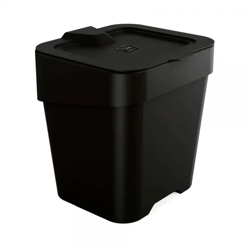 LIXEIRA DE PIA DE PLASTICO RETANGULAR SLIM COM TAMPA PRETA 2,5L
